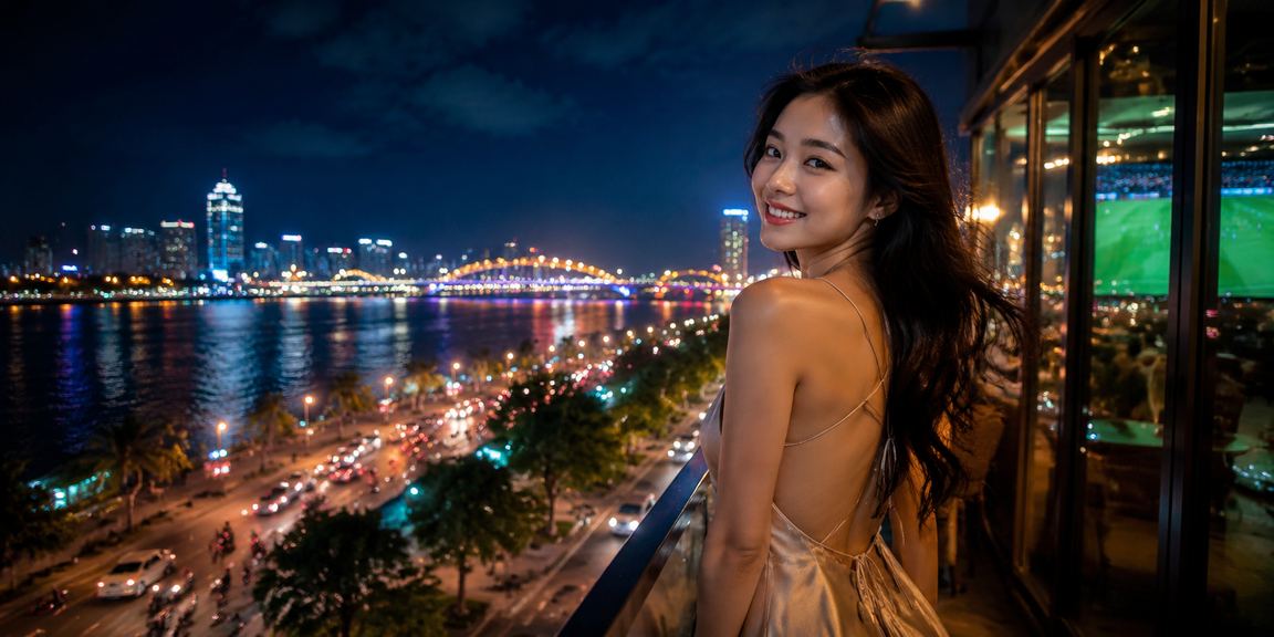 Người dùng theo dõi kèo bóng đá tại bãi biển Đà Nẵng với điện thoại trên tay