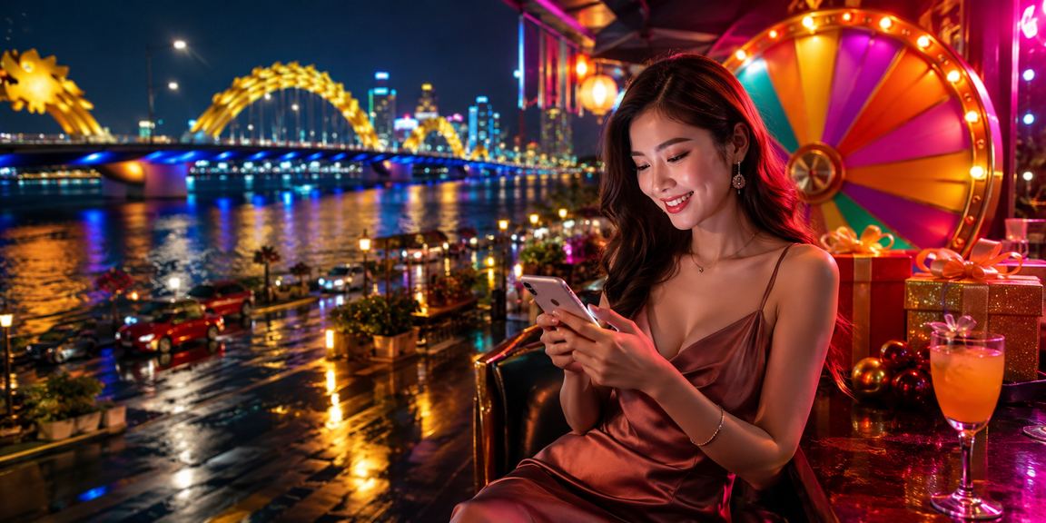 Bàn roulette ánh đèn neon tại Đà Nẵng gợi cảm giác giao dịch sôi động về đêm